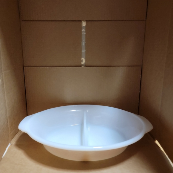 Fire King Kitchen Vintage Fire King Divided Bakewear Dish Peach